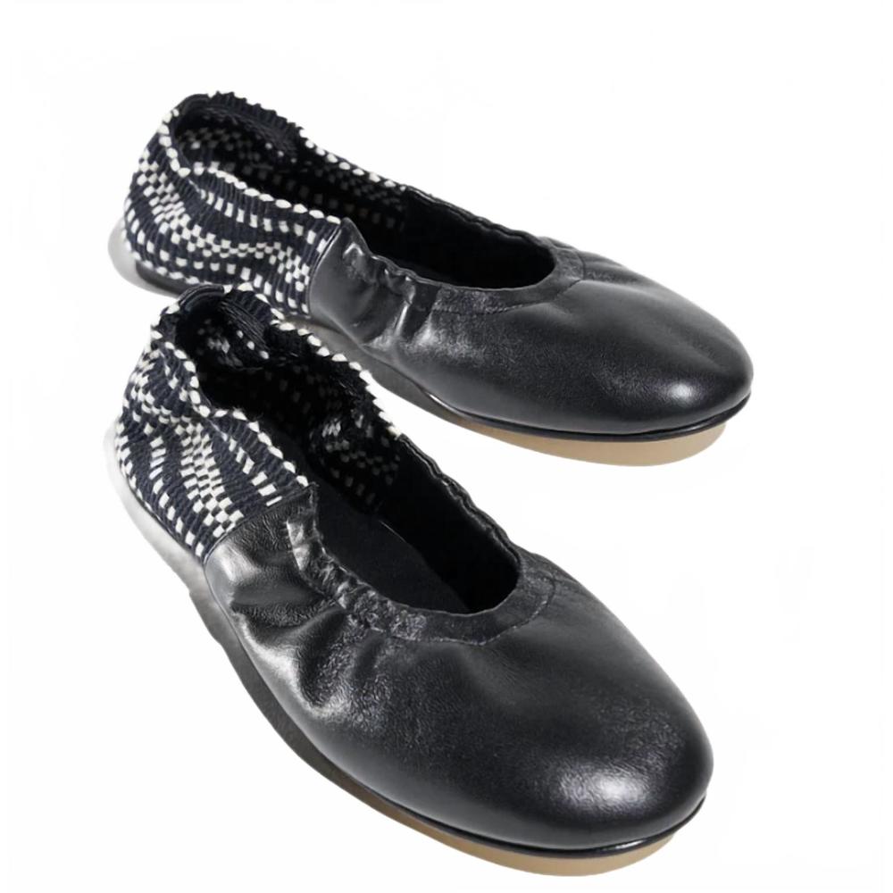 NEW AMAMBAIH women's soft leather flat shoe in black